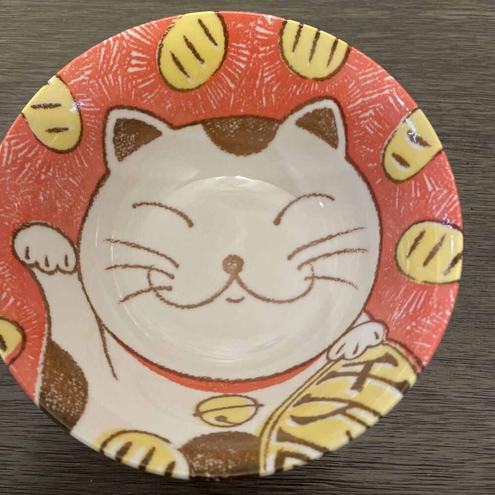 Japanese Porcelain Rice Bowl Cute Kitty Cat Soup Ramen Made in Japan
